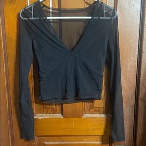Abercrombie & Fitch Black V-Neck Long Sleeve Top